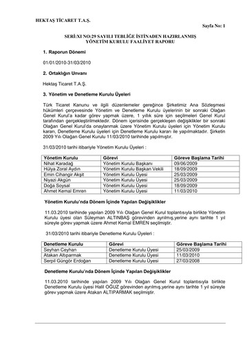 Thumbnail Hektaş
 Quarterly Report 2010-q1