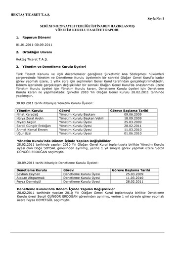 Thumbnail Hektaş
 Quarterly Report 2011-q3