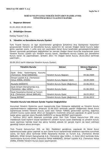 Thumbnail Hektaş
 Quarterly Report 2012-q3
