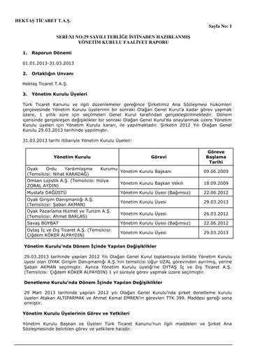 Thumbnail Hektaş
 Quarterly Report 2013-q1