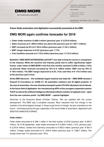 Thumbnail DMG Mori Aktiengesellschaft Quarterly Report 2019-q3