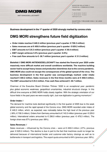 Thumbnail DMG Mori Aktiengesellschaft Quarterly Report 2020-q1