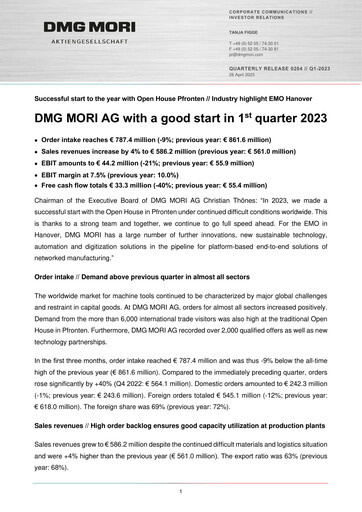 Thumbnail DMG Mori Aktiengesellschaft Quarterly Report 2023-q1