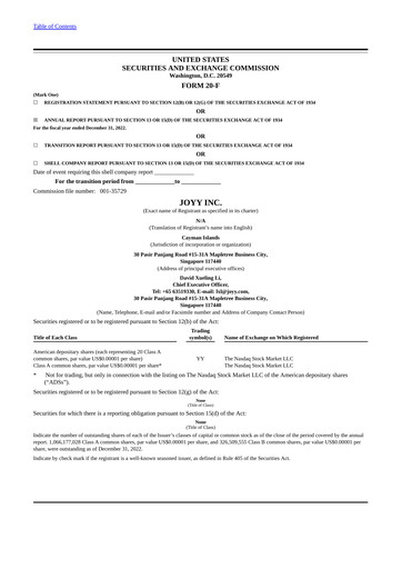 Miniature JOYY Rapport annuel 2022