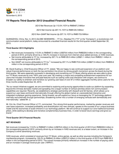 Thumbnail JOYY Quarterly Report 2013-q3