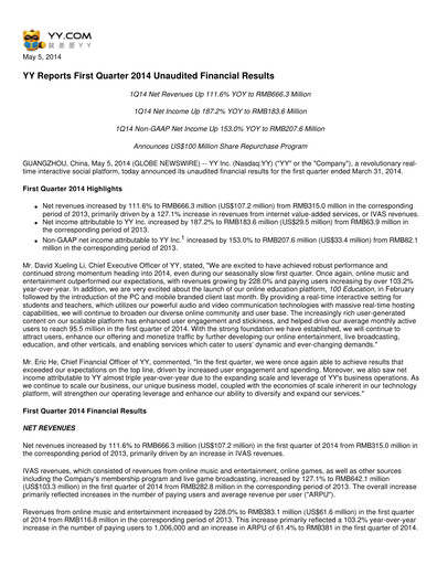 Thumbnail JOYY Quarterly Report 2014-q1
