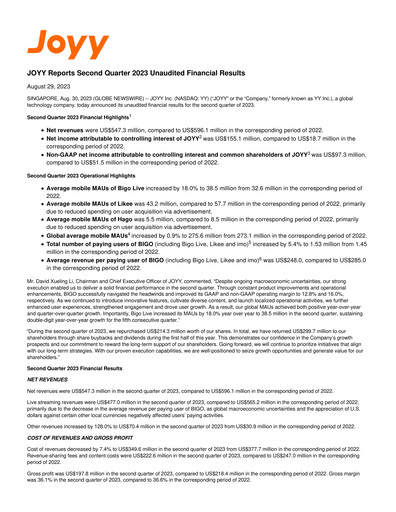 Thumbnail JOYY Quarterly Report 2023-q2