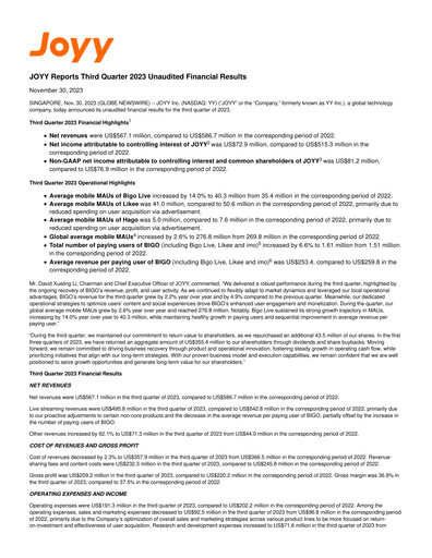Thumbnail JOYY Quarterly Report 2023-q3