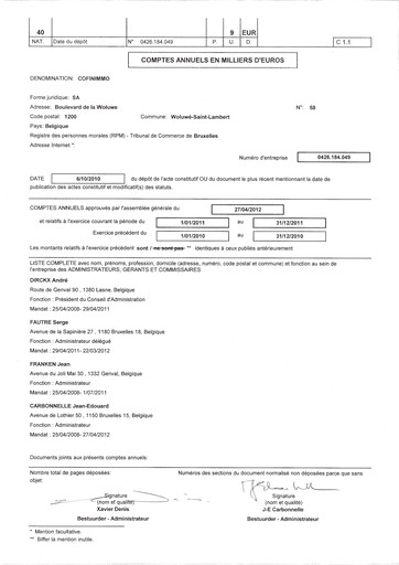 Thumbnail Cofinimmo Financial Statement 2011