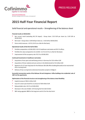 Thumbnail Cofinimmo Half-year Report 2015-h1