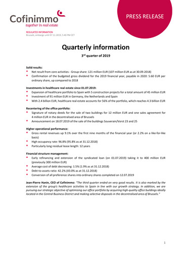 Thumbnail Cofinimmo Quarterly Report 2019-q3