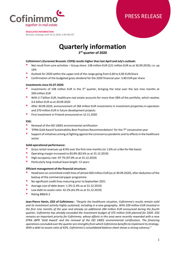Thumbnail Cofinimmo Quarterly Report 2020-q3