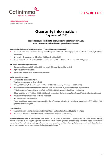 Thumbnail Cofinimmo Quarterly Report 2025-q1