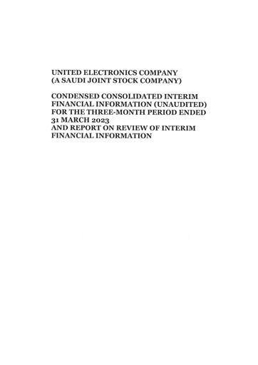 Vorschaubild United Electronics Company (eXtra Saudi) Quartalsbericht 2023-q1