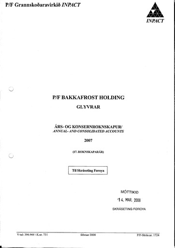 Thumbnail Bakkafrost
 Annual Report 2007