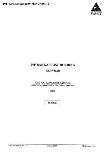 Thumbnail Bakkafrost
 Annual Report 2008