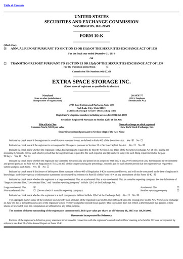 Miniature Extra Space Storage
 Rapport annuel 2014