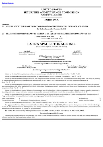 Miniature Extra Space Storage
 Rapport annuel 2015