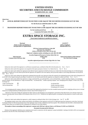 Miniature Extra Space Storage
 Rapport annuel 2020