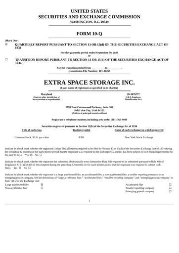 Thumbnail Extra Space Storage
 Quarterly Report 2023-q3