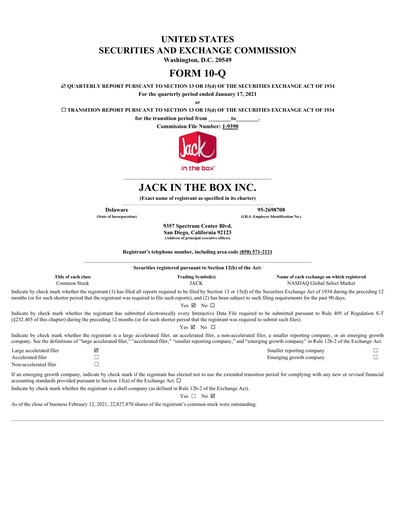 Thumbnail Jack in the Box
 Quarterly Report 2021-q1
