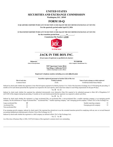 Miniature Jack in the Box
 Rapport trimestriel 2026-q2