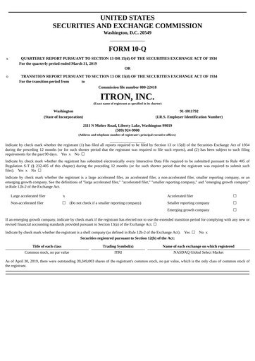 Vorschaubild Itron
 Quartalsbericht 2019-q1