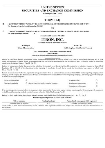 Vorschaubild Itron
 Quartalsbericht 2019-q3