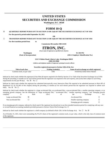 Vorschaubild Itron
 Quartalsbericht 2021-q3