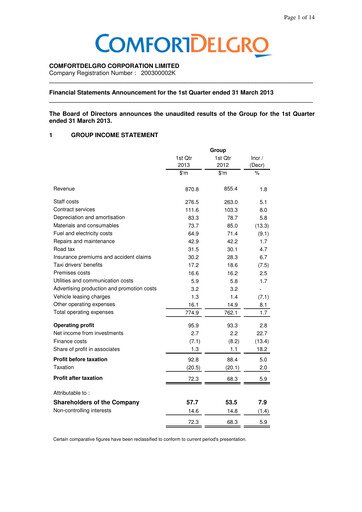 Miniature ComfortDelGro Rapport trimestriel 2013-q1