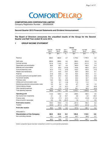 Miniature ComfortDelGro Rapport trimestriel 2013-q2