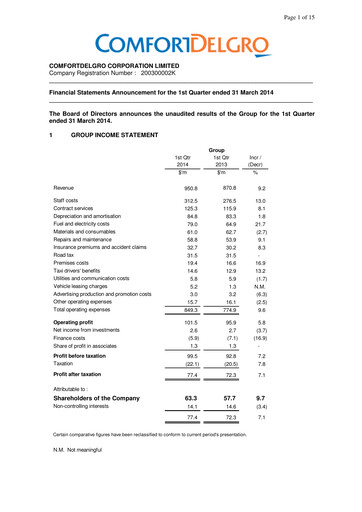 Miniature ComfortDelGro Rapport trimestriel 2014-q1