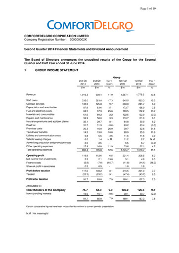 Miniature ComfortDelGro Rapport trimestriel 2014-q2