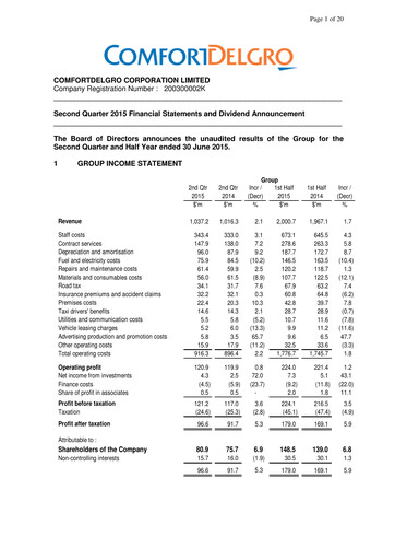 Miniature ComfortDelGro Rapport trimestriel 2015-q2