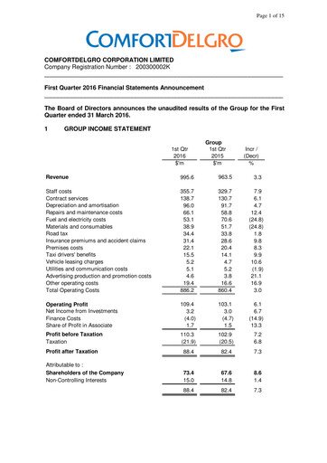 Miniature ComfortDelGro Rapport trimestriel 2016-q1
