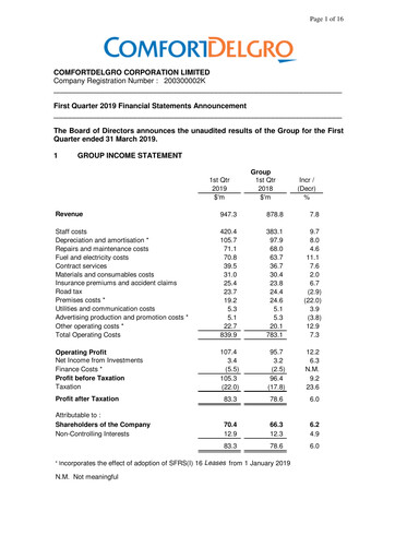 Miniature ComfortDelGro Rapport trimestriel 2019-q1