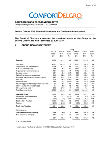 Miniature ComfortDelGro Rapport trimestriel 2019-q2
