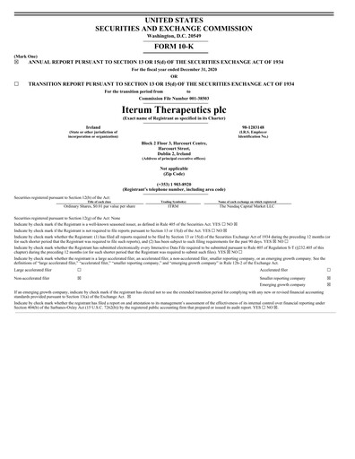 Thumbnail Iterum Therapeutics Annual Report 2020