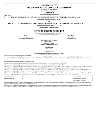 Thumbnail Iterum Therapeutics Annual Report 2021