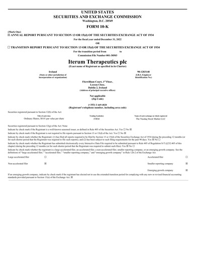 Thumbnail Iterum Therapeutics Annual Report 2022