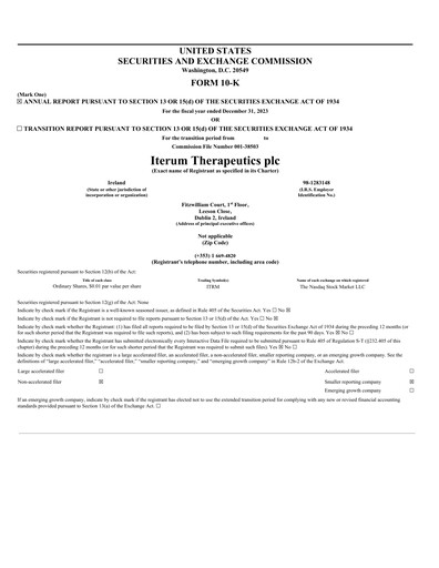 Thumbnail Iterum Therapeutics Annual Report 2023