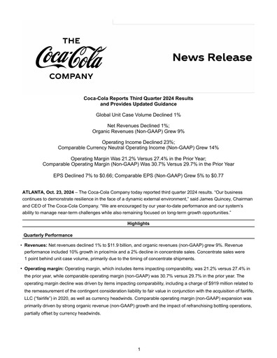 Thumbnail Coca-Cola Quarterly Report 2024-q3