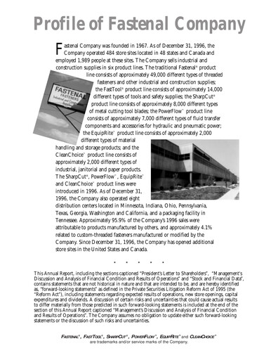 Thumbnail Fastenal Annual Report 1996