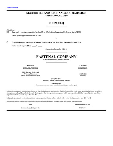 Vorschaubild Fastenal Quartalsbericht 2004-q2