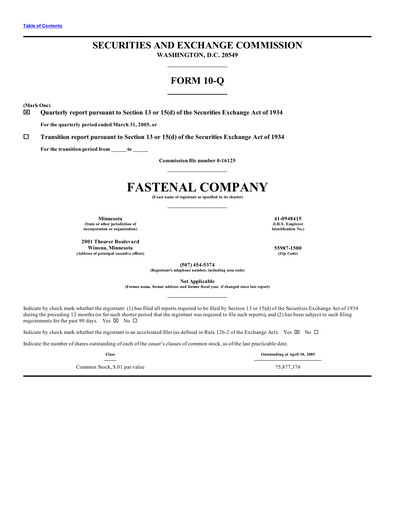 Vorschaubild Fastenal Quartalsbericht 2005-q1