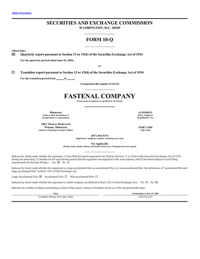 Vorschaubild Fastenal Quartalsbericht 2006-q2