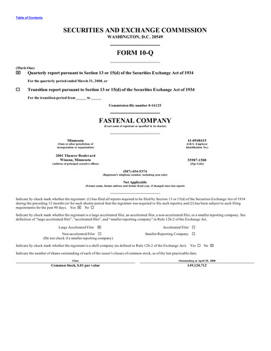 Vorschaubild Fastenal Quartalsbericht 2008-q1
