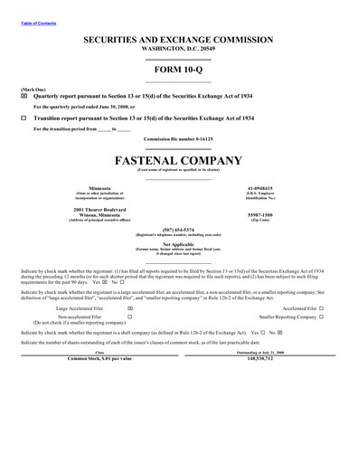 Vorschaubild Fastenal Quartalsbericht 2008-q2