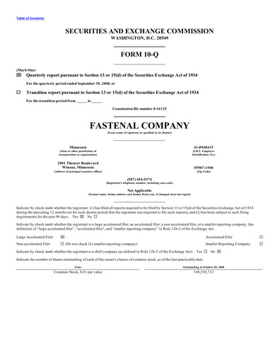 Vorschaubild Fastenal Quartalsbericht 2008-q3