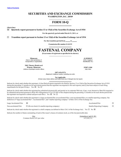Vorschaubild Fastenal Quartalsbericht 2011-q1